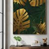 lush green jungle art print, contemporary tropical wall decor, elegant gold leaf digital art, instant download tropical wall art, luxury botanical abstract artwork, tropical greenery printable home decor, jungle leaves modern statement art, upscale tropical wall print