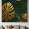 lush green jungle art print, contemporary tropical wall decor, elegant gold leaf digital art, instant download tropical wall art, luxury botanical abstract artwork, tropical greenery printable home decor, jungle leaves modern statement art, upscale tropical wall print