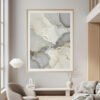 Large Gray and Ivory Wall Art with Gold Accents