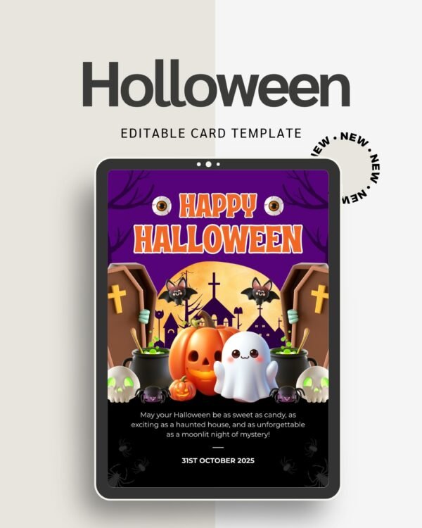 Spooky Halloween Card | Printable Halloween Greeting Card | Scary Cute Digital Card for Friends & Family | Instant Download Invitation Card