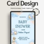 Modern Baby Shower Card Gender Neutral Printable Digital Template