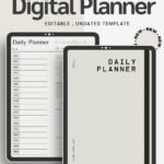 Beige Black Minimalist Daily Planner Digital Personal Notebook Undated Productivity Journal PDF for iPad & Printable Use