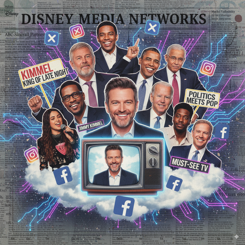 "Jimmy Kimmel return on ABC studio stage during late-night show with audience cheering"