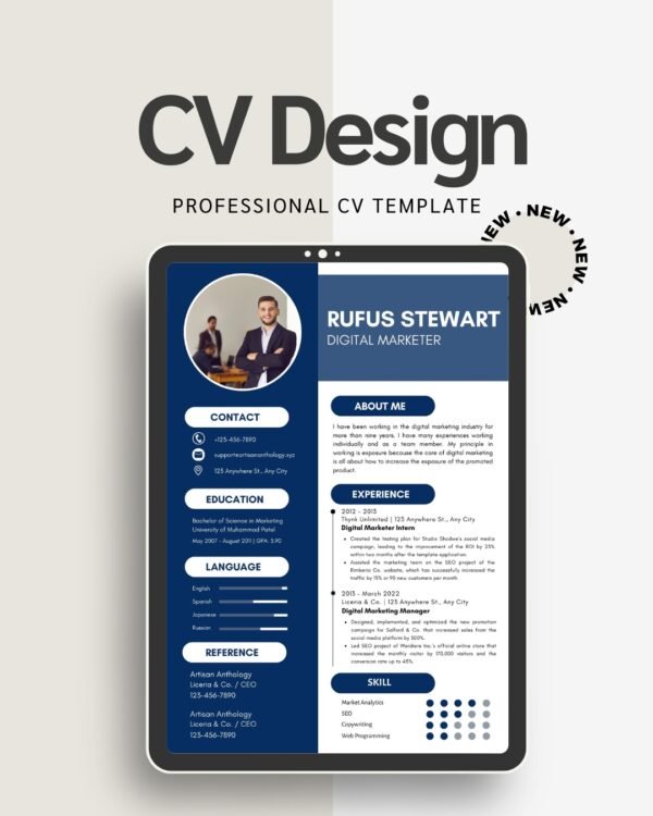 Editable CV Template for Word, Canva & Google Docs