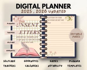 Unsent Letters Journal | Healing Writing Prompts for Closure, Self-Reflection & Emotional Release (Digital PDF)