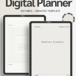 Cream Minimal Monthly Planner Digital Notebook Undated Digital Monthly Calendar Organizer Minimalist Productivity Journal PDF