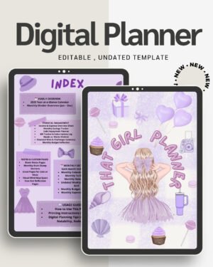 That Girl Digital Planner Lifestyle, Self-Care & Productivity Organizer Planner