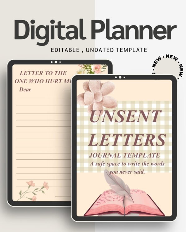 Unsent Letters Journal Healing Writing Prompts for Closure, Self-Reflection & Emotional Release (Digital PDF)