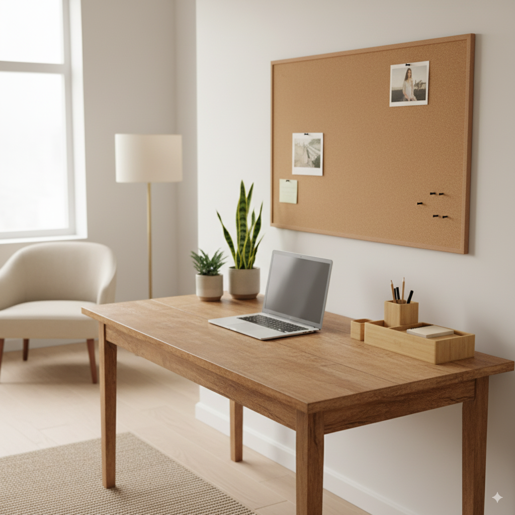 Zero-waste sustainable home office with recycled furniture and eco-friendly work decor. by artisan anthology