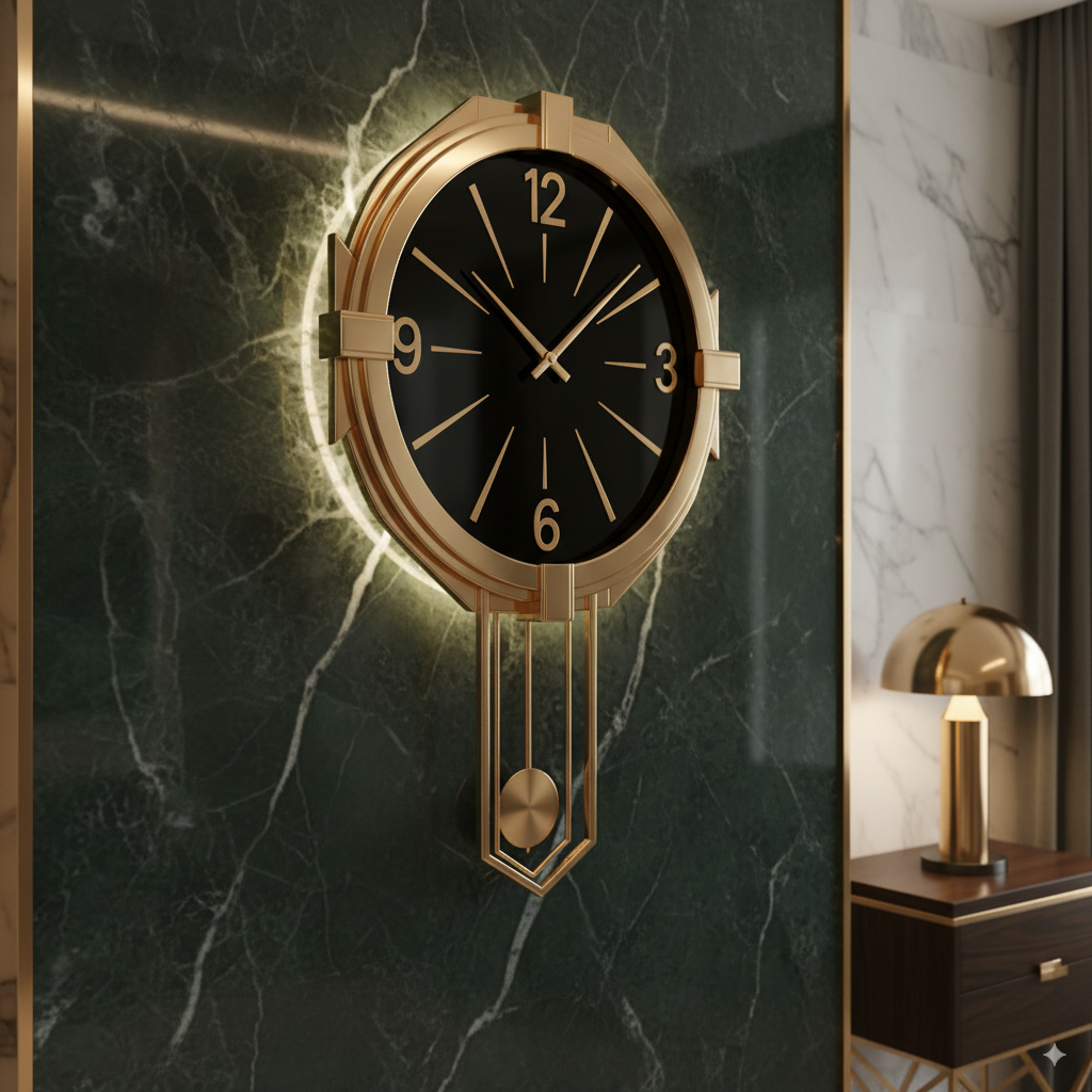 art deco wall clock, luxury modern wall decor, elegant home wall clock, modernist home interior design by artisan anthology