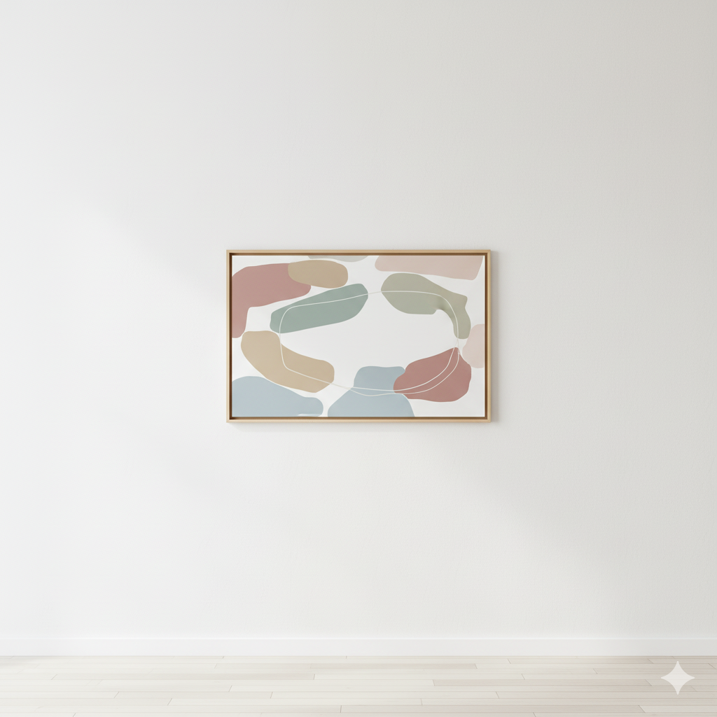 minimalist light color wall art with slim frame in small room for bright open feel by artisan anthology