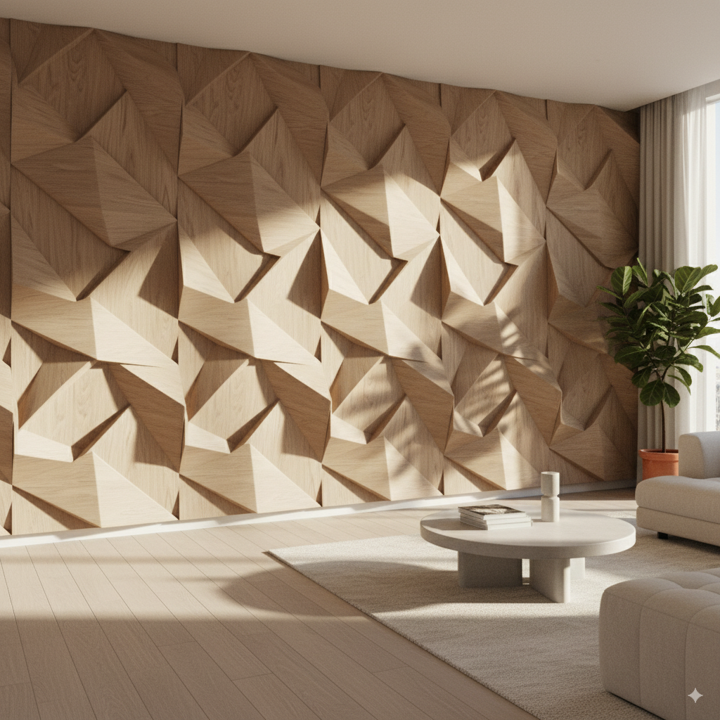 parametric wall art, modern 3d wall decor, minimalist luxury living room design, geometric wood wall art by artisan anthology