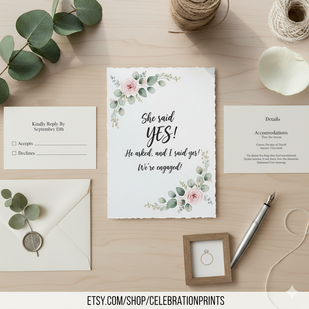 Bundle of printable engagement and wedding cards ready to sell on Etsy