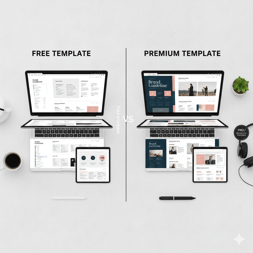 “Comparison of free and premium brand book templates” by artisan anthology