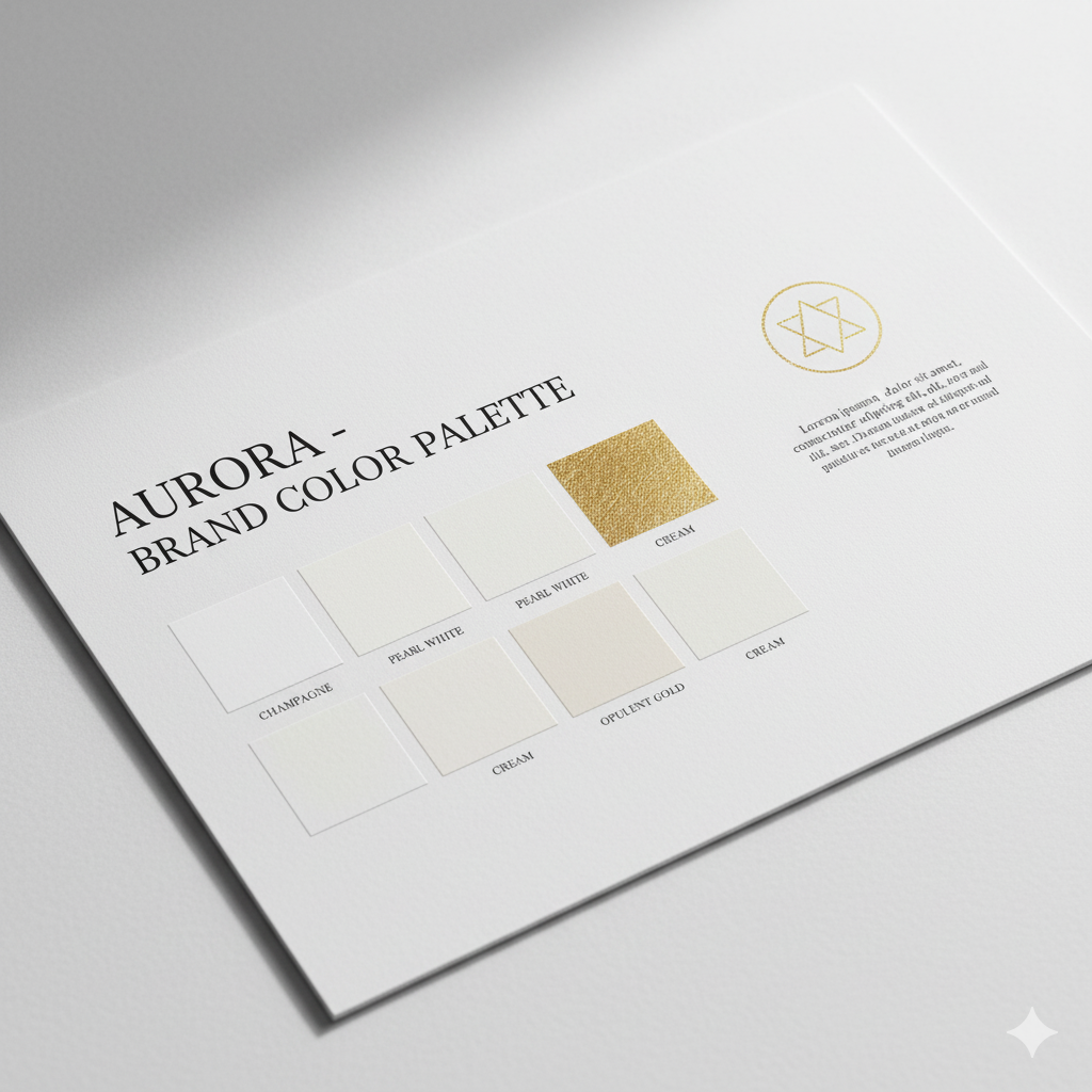 Elegant color palette in luxury brand identity guide by artisan anthology