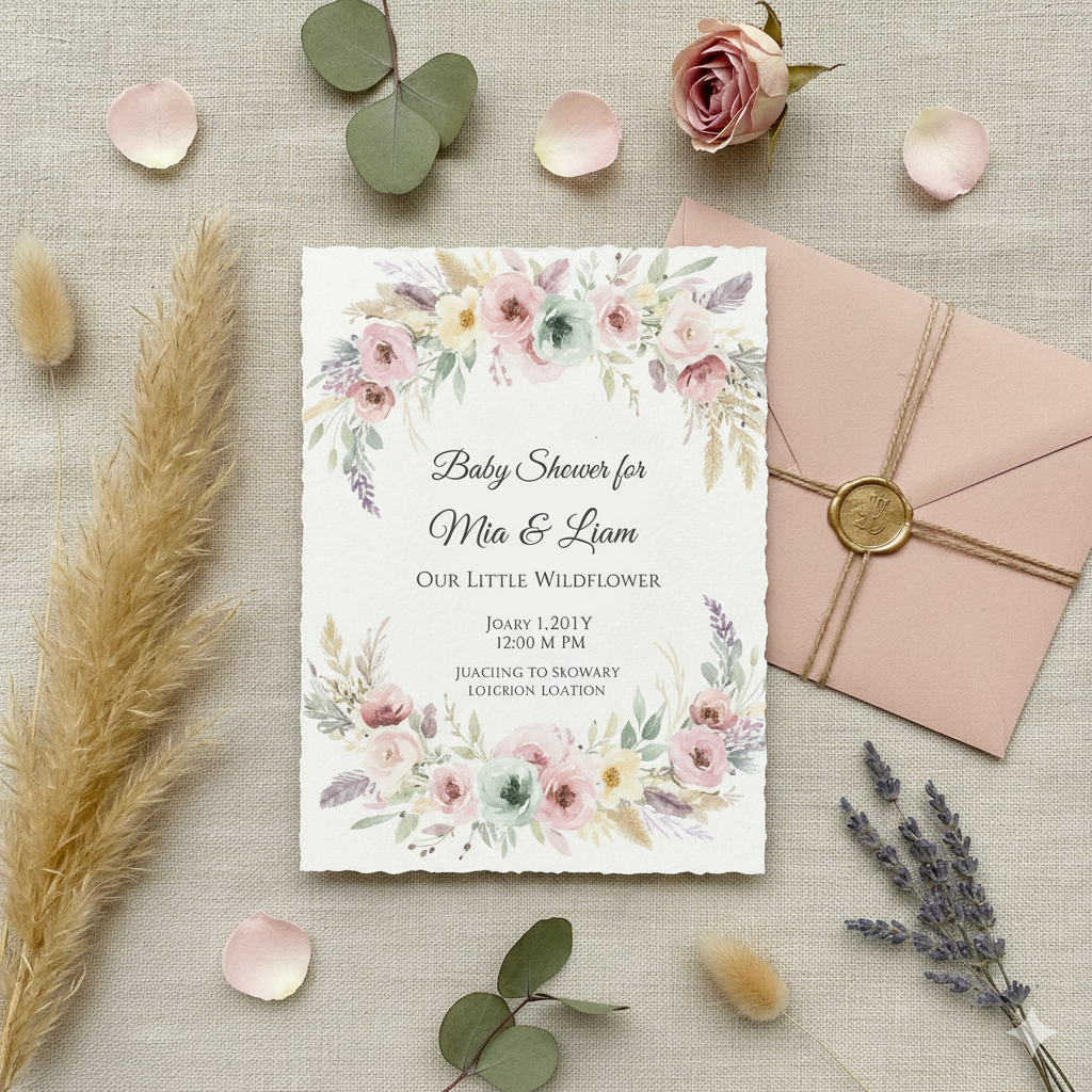 “Printable baby shower invitation template on matte cardstock.”