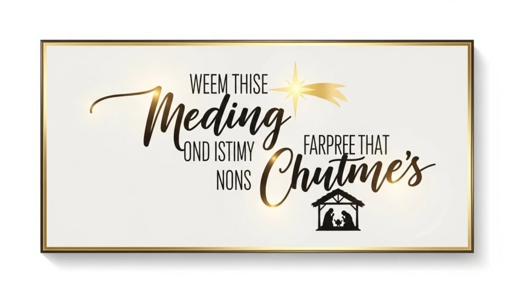 “Christian Christmas scripture wall art with gold calligraphy Bible verse and nativity-inspired design.”by artisan anthology.