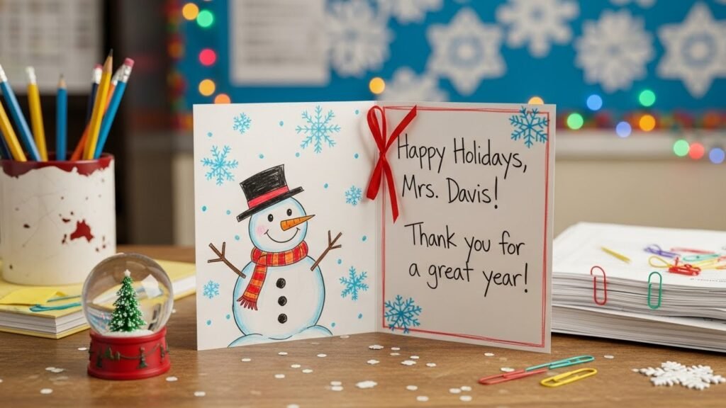 Christmas card wording for teachers by artisan anthology.