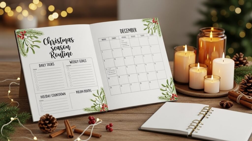 Christmas season routine planner printable by artisan anthology.