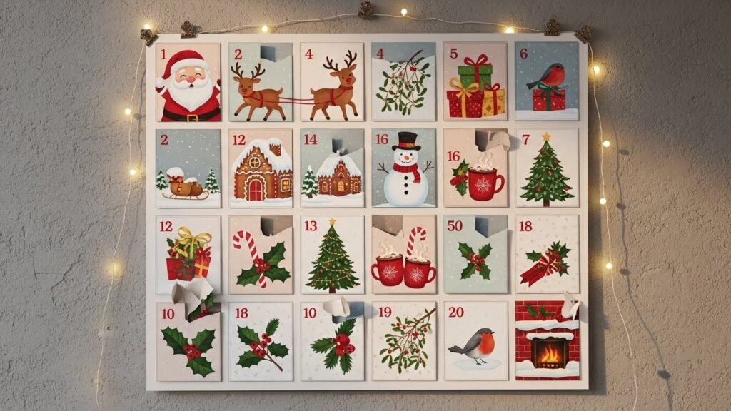 Printable Christmas advent calendar by artisan anthology.
