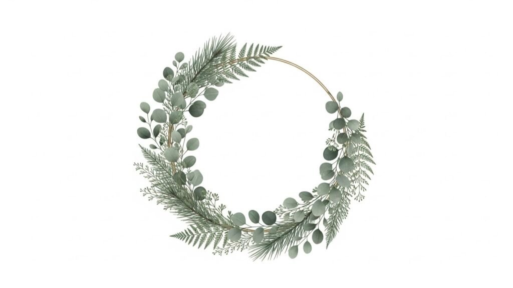 Printable Christmas wreath art for holiday decor by artisan anthology.
