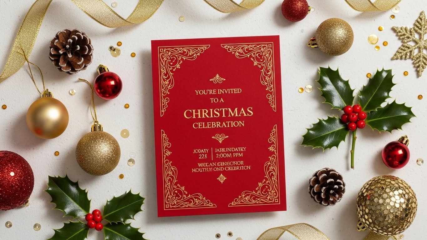 printable christmas party invitation template elegant modern design