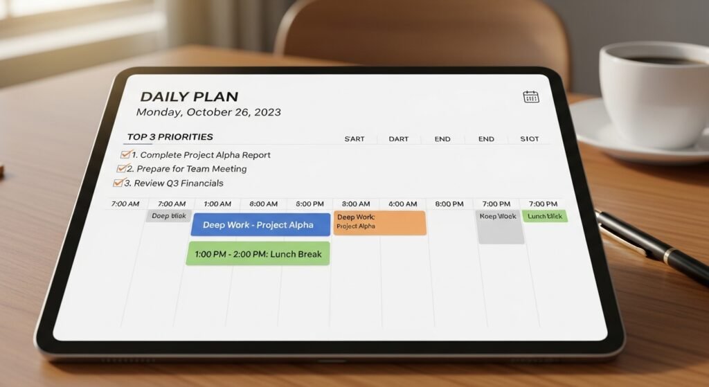 digital planner productivity time blocking by artisan anthology.
