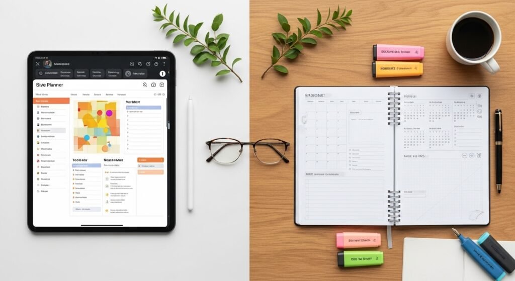 digital planner vs paper planner comparison by artisan anthology.