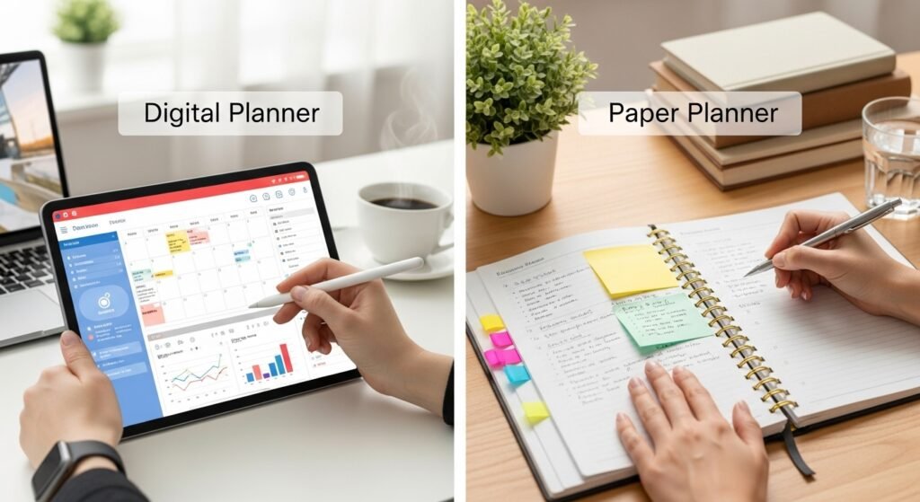 digital planner vs paper planner for productivity by artisan anthology.