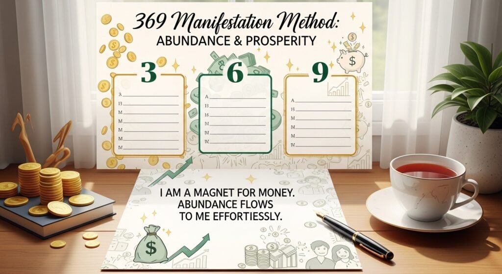 369 money manifestation journaling example by artisan anthology.