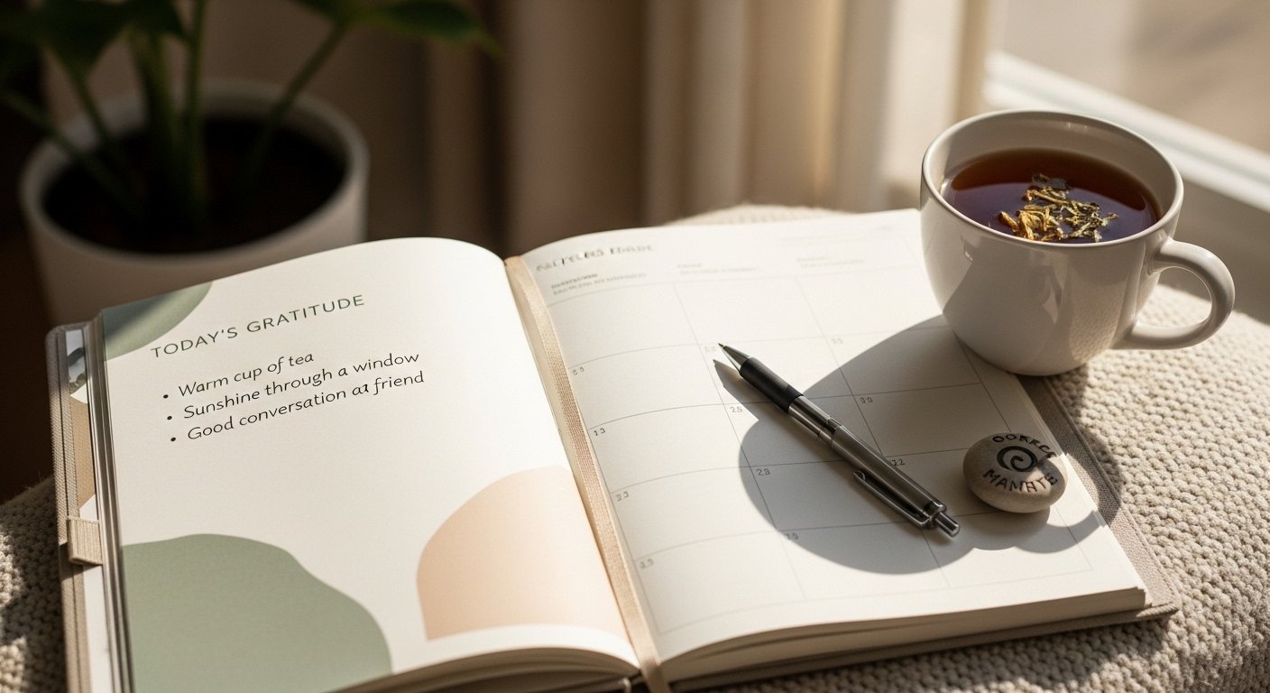 Gratitude section in a daily planner by artisan anthology.