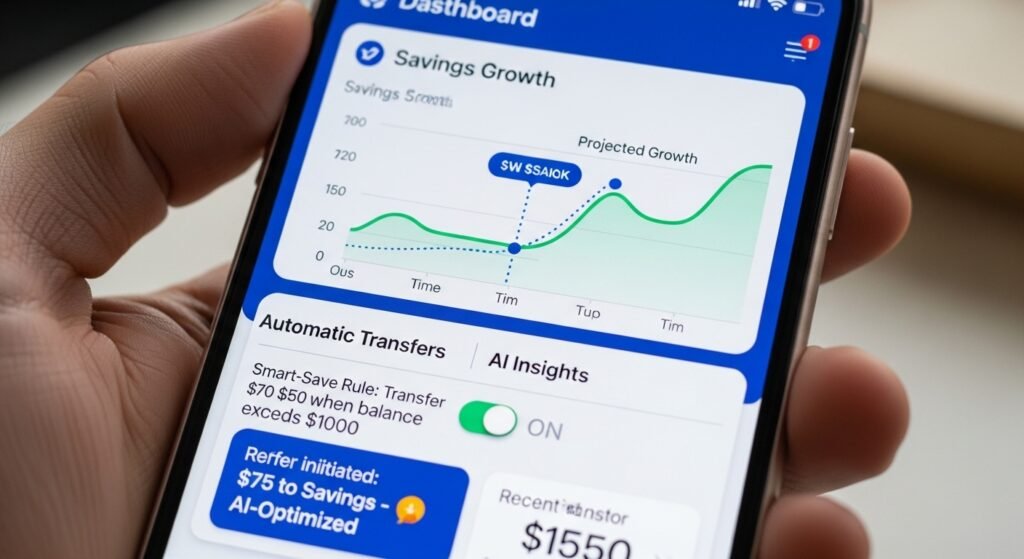 ai driven automated savings plan app interface by artisan anthology.