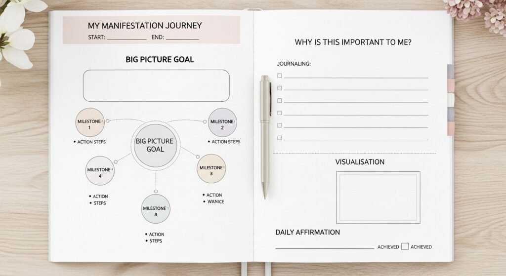 manifestation goal planning journal template by artisan anthology.