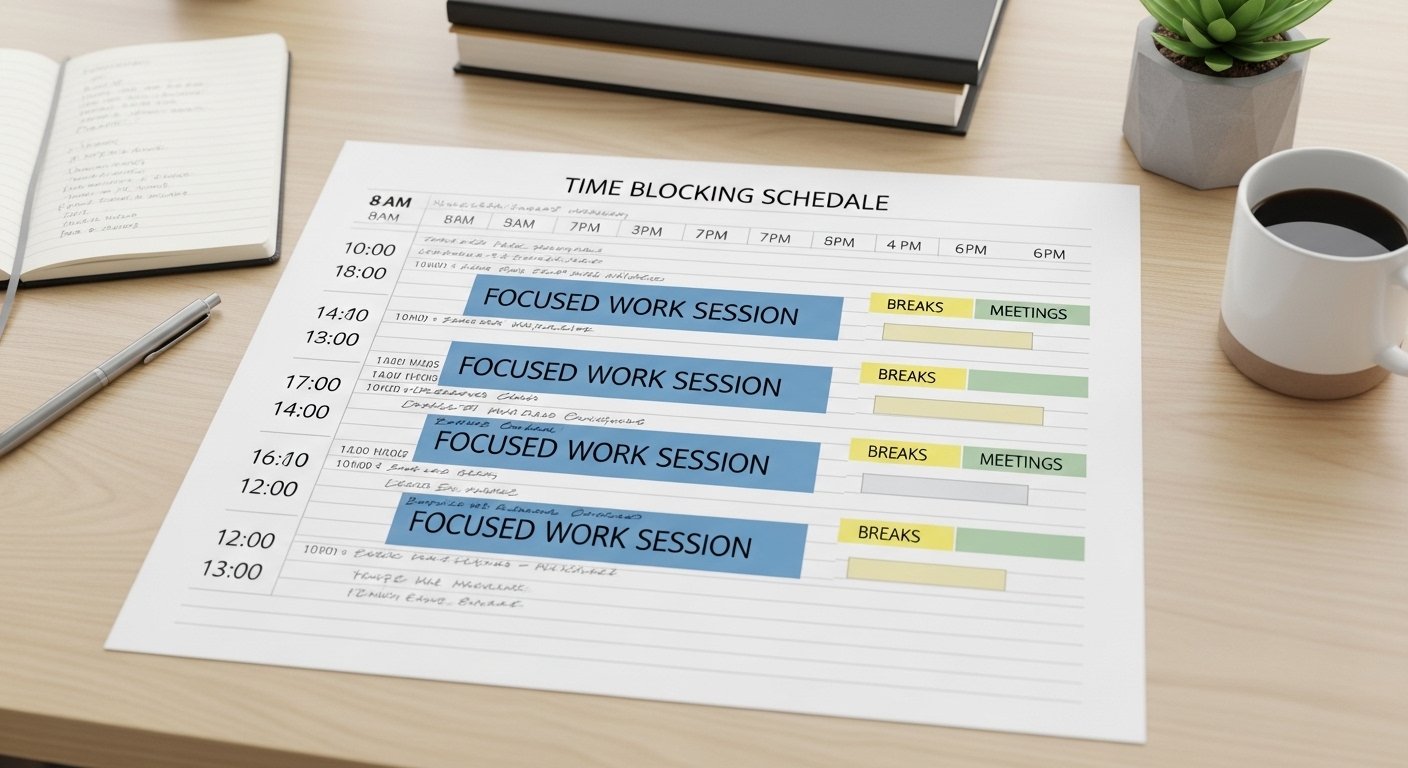 time blocking method in planner by artisan anthology.