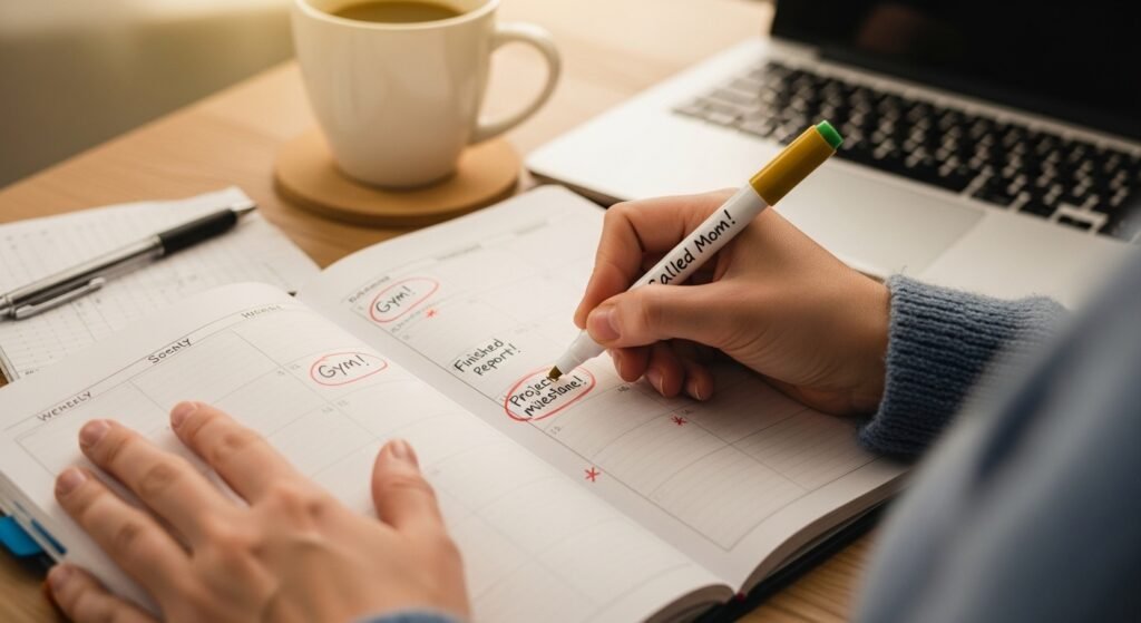 tracking progress in manifestation planner by artisan anthology.