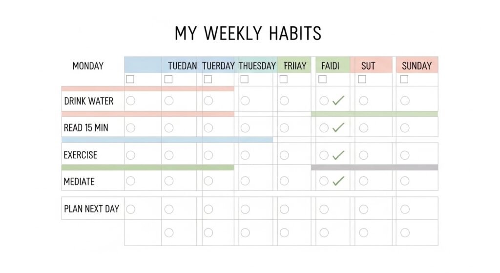 weekly habit tracker printable for habit building by artisan anthology.