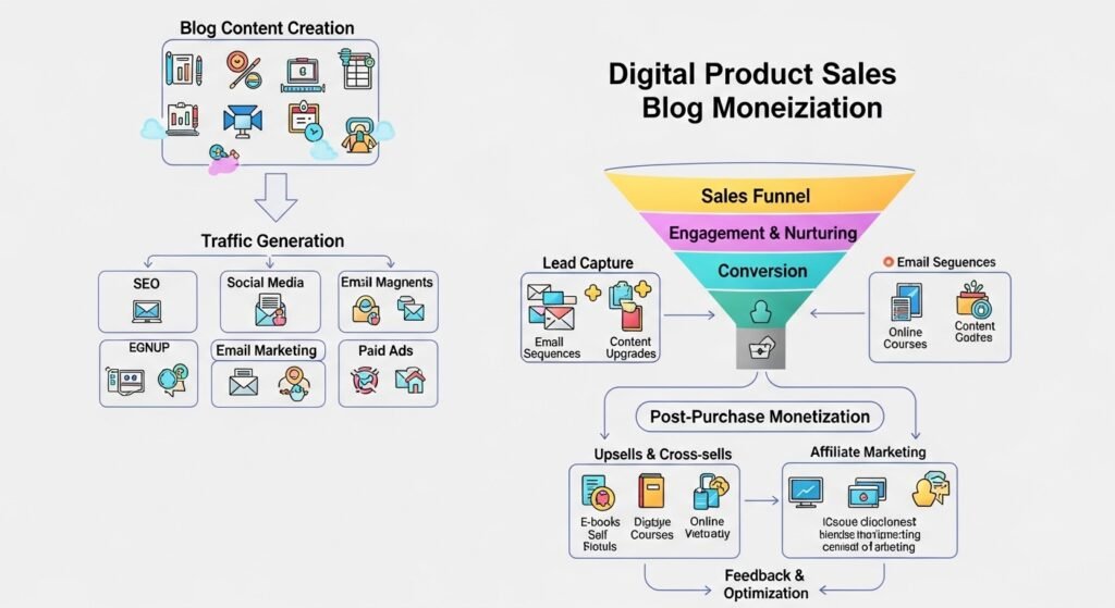 blog monetization funnel digital products by artisan anthology llc.