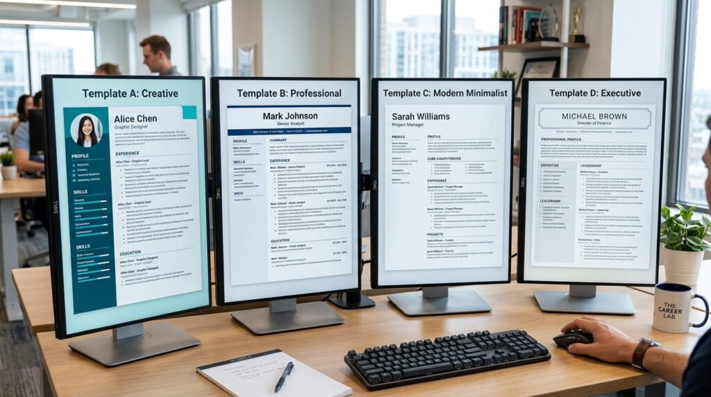 Best professional CV templates displayed on laptop workspace by artisan anthology llc.
