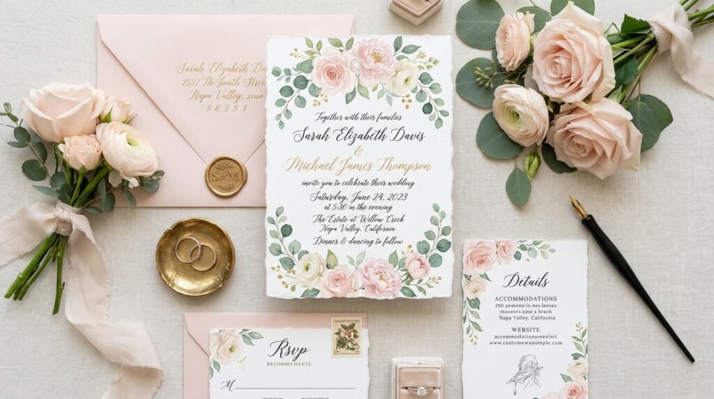 Floral luxury wedding invitation template by artisan anthology llc.