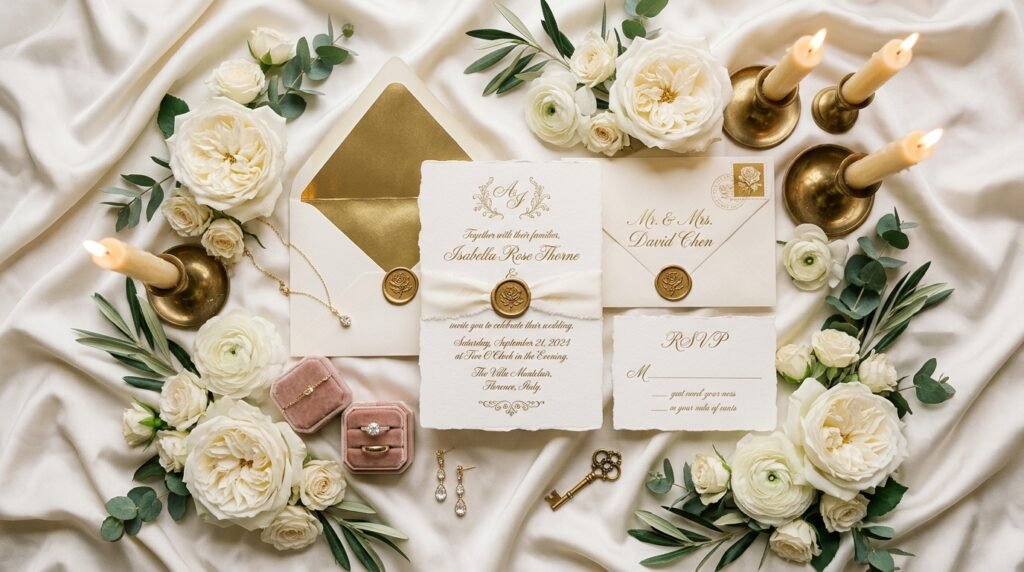Luxury wedding invitation template for elegant celebrations by artisan anthology llc.