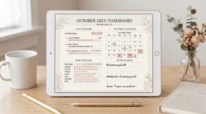 Aesthetic digital planner templates dashboard for daily planning by artisan anthology llc.