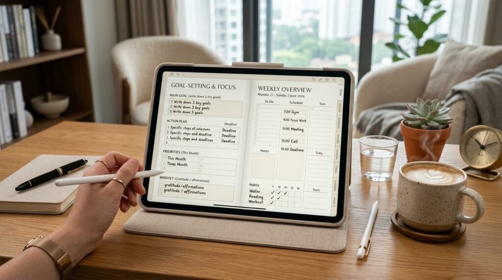 Digital planning templates displayed in Artisan Anthology digital planner llc
