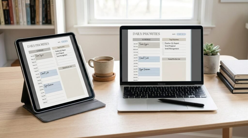 PDF daily planner for organizing daily tasks and appointments by artisan anthology llc.