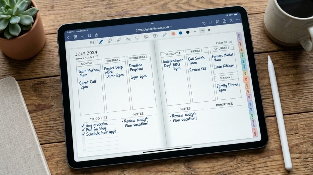 Weekly planner template for business productivity by artisan anthology llc.