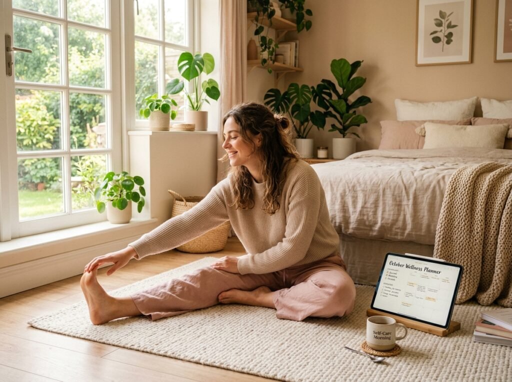 A calming evening routine with gratitude journaling and self-care using a digital planner by artisan anthology llc.