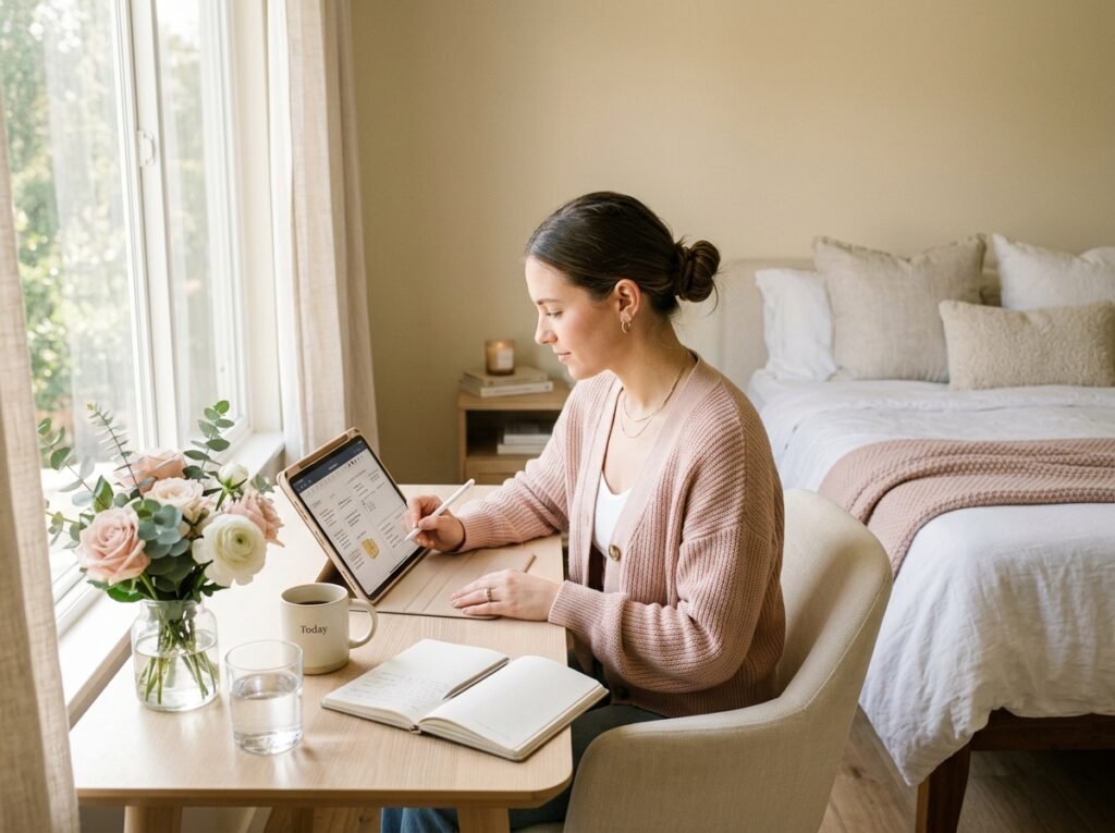 That Girl morning planning routine using an iPad digital planner by artisan anthology llc.