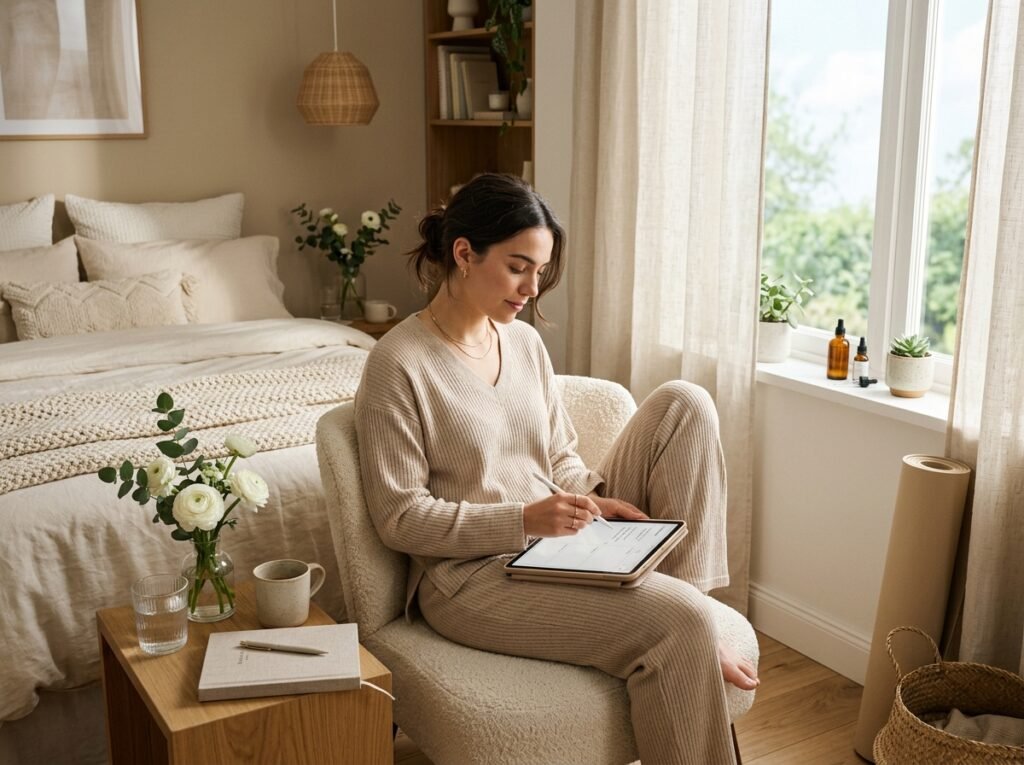 That Girl morning routine with digital planning, hydration, skincare and wellness habits by artisan anthology llc.