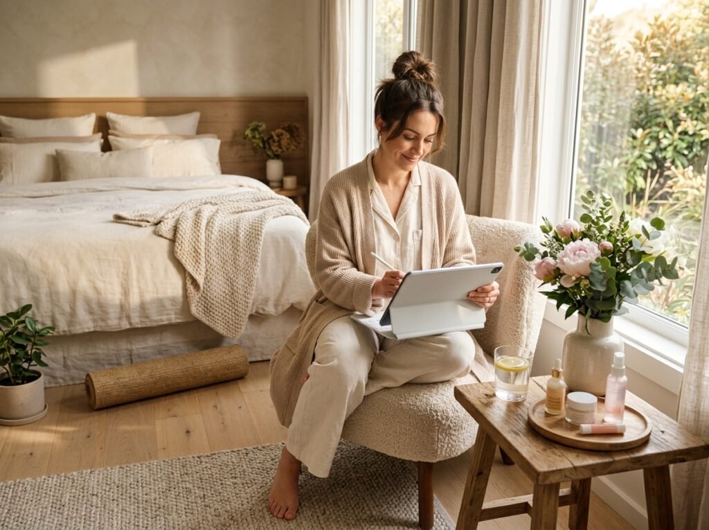 That Girl morning routine with digital planning, hydration, skincare and wellness habits by artisan anthology llc.